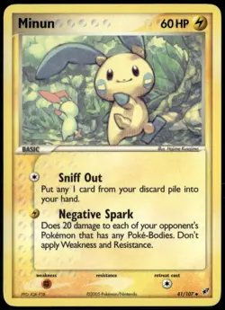 Minun 41/107 Uncommon Deoxys NM Pokemon Card - Image 1