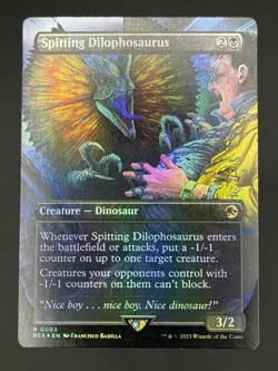 Spitting Dilophosaurus Jurassic World Black Rare CARD Rare 0003 Borderless Foil - Image 1