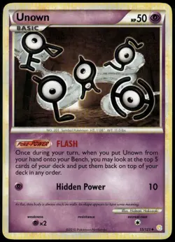 Unown 55/123 Uncommon HeartGold & SoulSilver LP Pokemon Card - Image 1