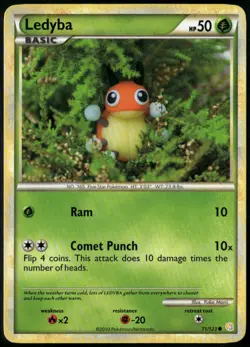 Ledyba 71/123 Common HeartGold & SoulSilver LP Pokemon Card - Image 1