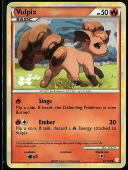 Vulpix 87/123 Common HeartGold & SoulSilver LP Pokemon Card - Image 1