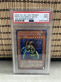 2003 Yu-Gi-Oh! The Sacred Cards Promo Perfectly Ultimate Great Moth #001 PSA 9 - Image 1
