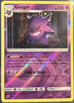 Pokemon TCG Gengar 38/111 Crimson Invasion Reverse Holo Rare Card LP - Image 1