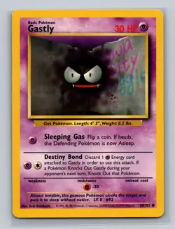1995, 96, 98 Pokemon Card ** Gastly ** - Base Set No. 50/102 - Common LP - Image 1