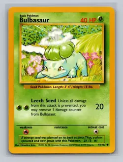 BULBASAUR - Base Set - 44/102 - Common - Pokemon Card - Unlimited Edition - LP - Image 1