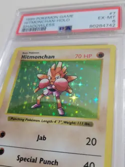 Hitmonchan - Pokemon Base Set #7 - Shadowless - Excellent to Near Mint PSA 6 - Image 3