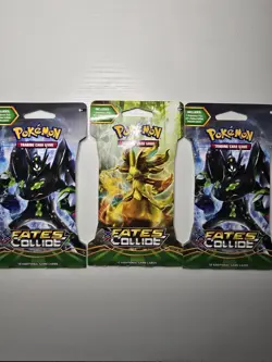 Pokemon 2016 XY Fates Collide Sleeved Sealed Booster Packs 3× Sealed Packs - Image 1