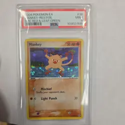 (LOW POP) PSA 9 MINT Pokemon Mankey Reverse Holo 38/112 Fire Red Leaf Green Card - Image 1