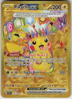 Pokemon Pikachu ex - 247/191 SV08: Surging Sparks Hyper Rare NM - Image 1