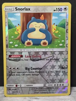 2019 POKEMON SNORLAX 158/214 -UNBROKEN BONDS- RARE- HOLO - Image 1