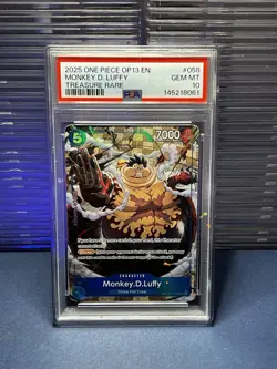 2025 ONE PIECE OP13 058 CARRYING ON HIS WILL MONKEY D LUFFY TREASURE RARE PSA 10 - Image 1