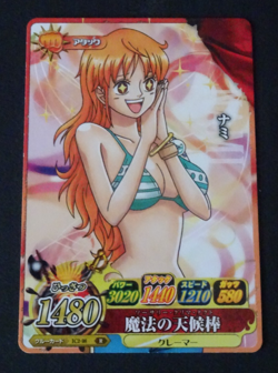 Nami One Piece Berry Match IC2-08 rare Japanese Carddass BANDAI card - Image 1