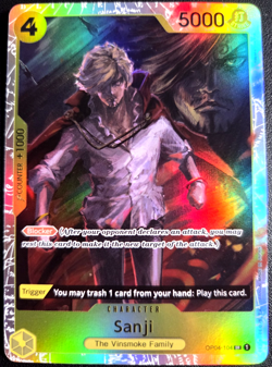 Sanji OP04-104 SR ONE PIECE Tcg Card Game NM YELLOW Reprint - Image 1