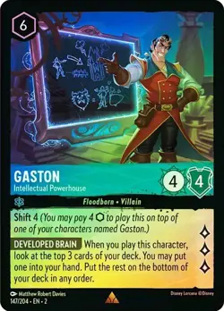 Disney Lorcana GASTON Intellectual Powerhouse 147/204 Cold Foil Rise Floodborn - Image 1
