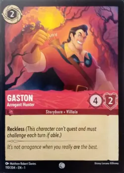 110/204 GASTON ARROGANT HUNTER THE FIRST CHAPTER COMMON DISNEY LORCANA CARD - Image 1