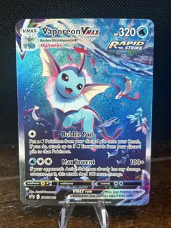 Pokemon TCG Vaporeon VMAX SWSH182 Black Star Promo Card NM Condition - Image 1