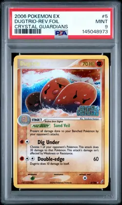 2006 POKEMON EX CRYSTAL GUARDIANS #5 DUGTRIO-REVERSE FOIL PSA 9 - Image 1