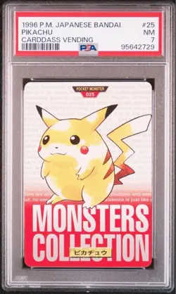 PIKACHU PSA 7 #025 1996 Bandai Pokemon Carddass Prism Red Holo Vending - Image 1
