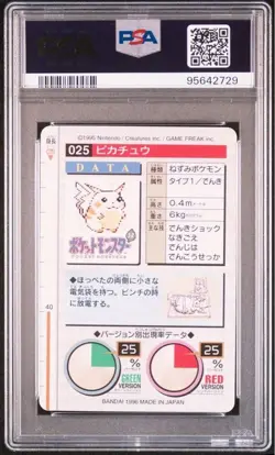 PIKACHU PSA 7 #025 1996 Bandai Pokemon Carddass Prism Red Holo Vending - Image 2