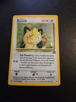 Pokemon TCG Game Boy GB Meowth Black Star Promo #10 Holo Swirl Lightly Played - Image 1