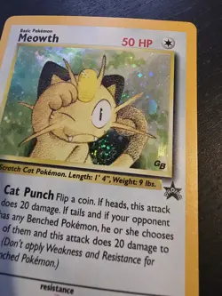 Pokemon TCG Game Boy GB Meowth Black Star Promo #10 Holo Swirl Lightly Played - Image 2