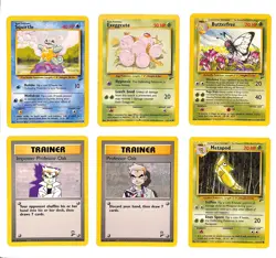 6 Card Pokemon Base Set 2 Lot - Squirtle, Exeggute, Butterfree, Prof Oak Metapod - Image 1
