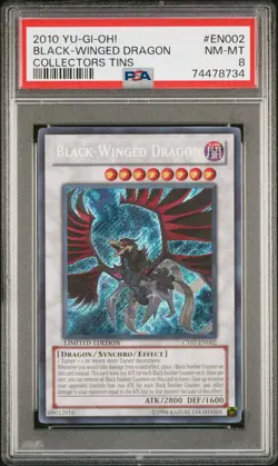 2010 YU-GI-OH! COLLECTORS TINS #EN002 BLACK-WINGED DRAGON PSA 8 - Image 1