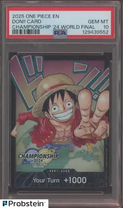 2025 One Piece EN Championship '24 World Final Don!! Card Luffy PSA 10 GEM NUBT - Image 1