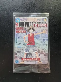 One Piece CCG Monkey D. Luffy US Voyage College Basketball Promo Card - Image 1