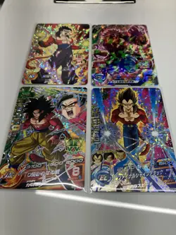 Super Dragon Ball Heroes SSJ4 Holo 4 Card Set Goku Vegeta Gohan Broly Japan - Image 1