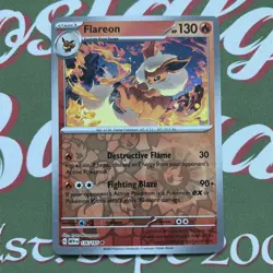 Flareon Reverse Holo Rare 136/165 Scarlet & Violet Pokemon Card NM Pack Fresh - Image 1