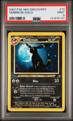 PSA 9 MINT Umbreon Neo Discovery Holo Pokemon Card 13/75 BRAND NEW Certification - Image 1