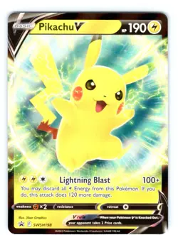 Pokemon TCG Pikachu V SWSH198 Regular Card Black Star Promo - Image 1