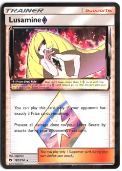 Lusamine ◇ 182/214 Rare Prism Star Lost Thunder Pokemon - Image 1