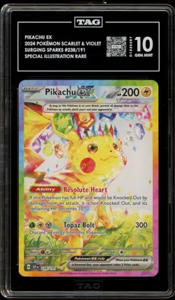 Pokemon Pikachu ex Surging Sparks Special Illustration Rare #238 TAG 10 Gem Mint - Image 1