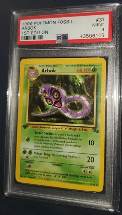 1999 Arbok 31/62 1st edition PSA 9 Pokemon TCG - Image 1