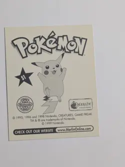 1999 MERLIN POKEMON STICKER #S1 PIKACHU PRISM - Image 2