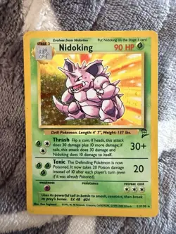 Pokemon Nidoking 11/130 Base Set 2 Holo Rare English Card 2000 TCG - Image 1