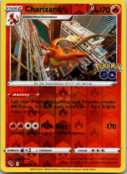 Charizard 010/078 - Pokemon GO Pokemon TCG NM Reverse Holofoil - Image 1