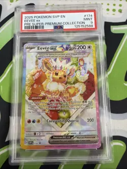 2025 POKEMON PRISMATIC EVOLUTIONS SUPER-PREMIUM COLLECTION #174 EEVEE EX PSA 9 - Image 1