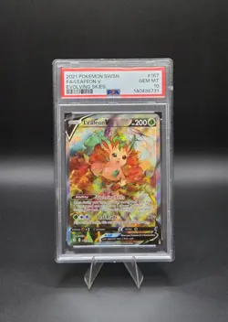 LEAFEON V #167 FA FULL ART PSA 10 2021 Pokemon Sword & Shield Evolving Skies GEM - Image 1
