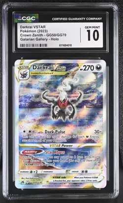 CGC 10 Darkrai Vstar GG50/GG70 Pokemon Crown Zenith Galarian Gallery - Image 1