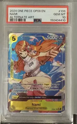 One Piece OP08-106 Nami Alternate Art PSA 10 English Gem Mint 2024 Two Legends - Image 1