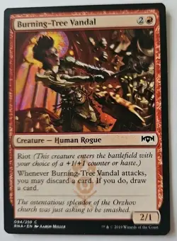MTG Magic The Gathering Card Burning-Tree Vandal Creature Human Rogue Red Ravnic - Image 1