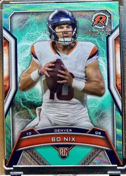 2024 Topps Resurgence - Rookies Bo Nix #125 Aqua Surge Refractor /249 (RC) - Image 1