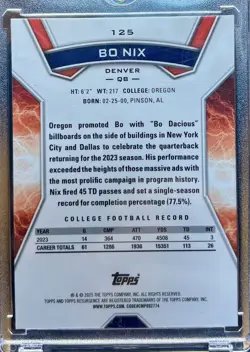 2024 Topps Resurgence - Rookies Bo Nix #125 Aqua Surge Refractor /249 (RC) - Image 2