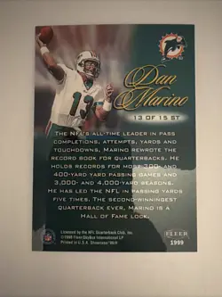 1999 Dan Marino Fleer Flair Showcase Shrine Time - Image 2