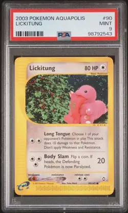 2003 Pokemon Aquapolis # 90 Lickitung Non Holo PSA 9 Card MINT! Trusted Seller! - Image 1