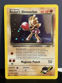 Rocket's Hitmonchan 11/132 Holo Rare Gym Heroes Pokemon Card - Image 1