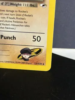 Rocket's Hitmonchan 11/132 Holo Rare Gym Heroes Pokemon Card - Image 4